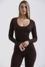 衣類 House of CB ラケル チョコレート カシミア ブレンド スクープ ネック トップ 0N8J653 - Image 4