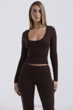 衣類 House of CB ラケル チョコレート カシミア ブレンド スクープ ネック トップ 0N8J653 - Image 5