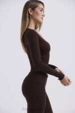 衣類 House of CB ラケル チョコレート カシミア ブレンド スクープ ネック トップ 0N8J653 - Image 6