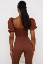 衣類 House of CB ラバンナココア パフスリーブ クロップトップ 0N8J748 - Image 7