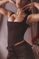 衣類 House of CB ラファ チョコレートサテン延縄コルセット 0N8J61 - Image 2