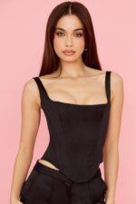 衣類 House of CB ラファ ブラックサテン延縄コルセット 0N8J63 - Image 9