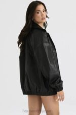衣類 House of CB ラリッサ ブラック ビーガン レザー オーバーサイズ ボンバー ジャケット 0N8J1039 - Image 6