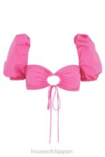 衣類 House of CB リゼット ピンク リネン パフスリーブ コルセット トップ 0N8J103 - Image 4