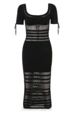 衣類 House of CB リラ ブラック 透かし編みニット ミディドレス 0N8J362 - Image 7