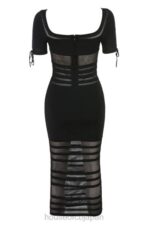 衣類 House of CB リラ ブラック 透かし編みニット ミディドレス 0N8J362 - Image 9