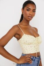 衣類 House of CB リリベス レモン ディッシー フローラル ギャザー ビスチェ トップ 0N8J88 - Image 12