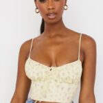 衣類 House of CB リリベス レモン ディッシー フローラル ギャザー ビスチェ トップ 0N8J88