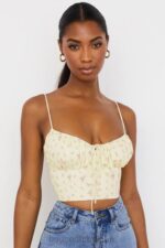 衣類 House of CB リリベス レモン ディッシー フローラル ギャザー ビスチェ トップ 0N8J88 - Image 7