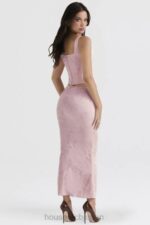 衣類 House of CB ルイゼット ピンク メタリック フローラル サテン ミディ スカート 0N8J892 - Image 9