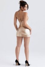 衣類 House of CB ルシラ ベージュシマーミニドレス 0N8J354 - Image 8