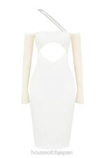 衣類 House of CB ルル アイボリー サテン カットアウト ミディドレス 0N8J519 - Image 4