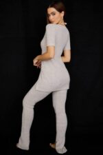 衣類 House of CB レイヴン オートミール リブニット フレアパンツ 0N8J949 - Image 7