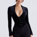 衣類 House of CB レオノーラ ブラック ベルベット コルセット 0N8J33