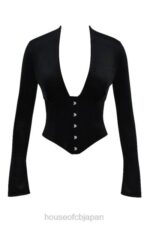 衣類 House of CB レオノーラ ブラック ベルベット コルセット 0N8J33 - Image 3