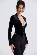 衣類 House of CB レオノーラ ブラック ベルベット コルセット 0N8J33 - Image 9