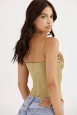 衣類 House of CB レティシア オリーブ サテン レースアップ コルセット 0N8J58 - Image 6