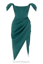 衣類 House of CB ロレッタ エメラルドグリーンのサテンオフショルダードレス 0N8J586 - Image 9