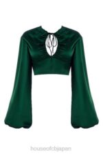 衣類 House of CB ヴァンドラ エメラルドグリーンのサテンバルーンスリーブトップ 0N8J772 - Image 5