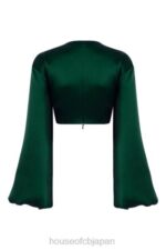 衣類 House of CB ヴァンドラ エメラルドグリーンのサテンバルーンスリーブトップ 0N8J772 - Image 7