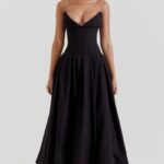 衣類 House of CB 女性の黒のストラップレスミディドレス 0N8J111