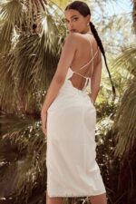 衣類 House of CB eivissa ホワイトコットンクロスバックラップミディ 0N8J604 - Image 3