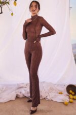 衣類 House of CB erin チョコレートプリント メッシュ フレアパンツ 0N8J972 - Image 3