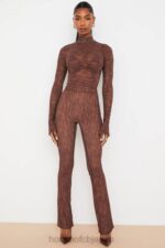 衣類 House of CB erin チョコレートプリント メッシュ フレアパンツ 0N8J972 - Image 9
