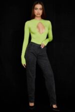 衣類 House of CB estrele ライムグリーンのカットアウトボディスーツ 0N8J736 - Image 3