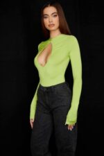 衣類 House of CB estrele ライムグリーンのカットアウトボディスーツ 0N8J736 - Image 4