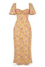 衣類 House of CB felizia バタープリント パフスリーブ サンドレス 0N8J247 - Image 12