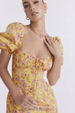 衣類 House of CB felizia バタープリント パフスリーブ サンドレス 0N8J247 - Image 6