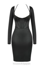 衣類 House of CB Grazia ブラック ディスコ サテン コルセット ドレス 0N8J531 - Image 6