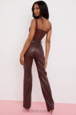 衣類 House of CB inaya ダークブラウン ストレッチ ヴィーガン レザー パンツ 0N8J979 - Image 10