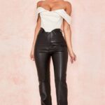衣類 House of CB inaya ブラック ストレッチ ビーガン レザー パンツ 0N8J1023