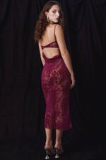 衣類 House of CB ione クランベリー デヴォア ミディドレス 0N8J323 - Image 6