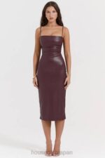 衣類 House of CB jalena mulberry ビーガンレザー バックレースドレス 0N8J165 - Image 9