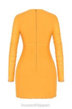 衣類 House of CB jeanelle オレンジ シャーリング メッシュ 長袖 カットアウト ミニドレス 0N8J533 - Image 6