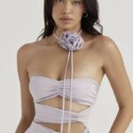 衣類 House of CB joie グレーフラワートリムボディスーツ 0N8J713