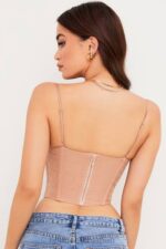 衣類 House of CB Lottie ベージュメッシュドレープコルセット 0N8J80 - Image 11