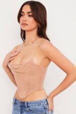 衣類 House of CB Lottie ベージュメッシュドレープコルセット 0N8J80 - Image 8