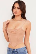 衣類 House of CB Lottie ベージュメッシュドレープコルセット 0N8J80 - Image 9