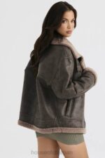 衣類 House of CB Madden Army グリーン ビーガン シアリング アビエーター ジャケット 0N8J1038 - Image 13