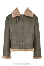 衣類 House of CB Madden Army グリーン ビーガン シアリング アビエーター ジャケット 0N8J1038 - Image 5