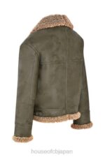衣類 House of CB Madden Army グリーン ビーガン シアリング アビエーター ジャケット 0N8J1038 - Image 6
