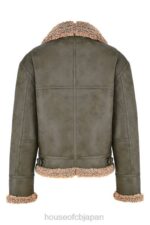 衣類 House of CB Madden Army グリーン ビーガン シアリング アビエーター ジャケット 0N8J1038 - Image 7