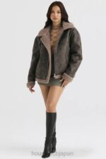 衣類 House of CB Madden Army グリーン ビーガン シアリング アビエーター ジャケット 0N8J1038 - Image 8