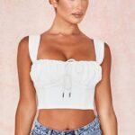 衣類 House of CB noemi ホワイト ブルゾン コルセット トップ 0N8J104
