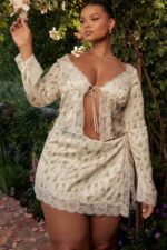 衣類 House of CB noemie garden プリントレーストリムミニスカート 0N8J922 - Image 14