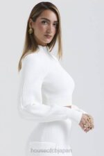 衣類 House of CB reeva ホワイト バルーン スリーブ リブ セーター 0N8J659 - Image 8